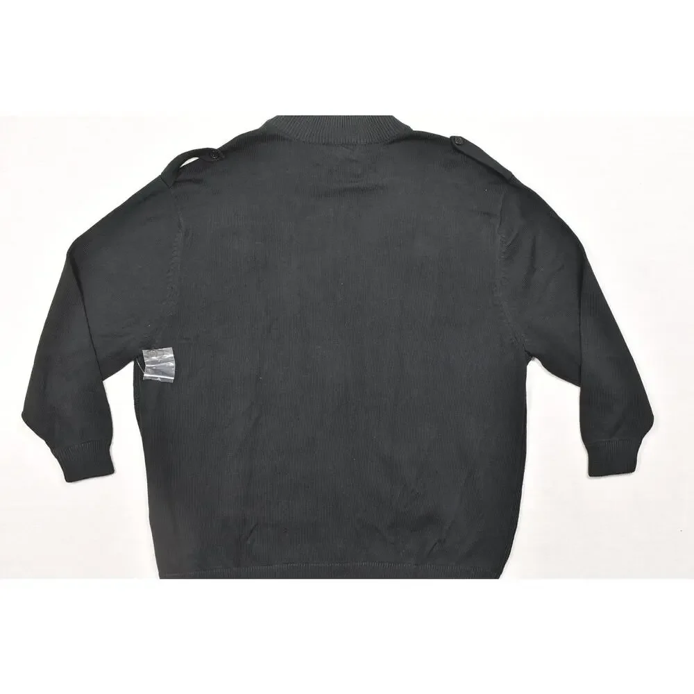 SYNRGY Men 4XLT Black Full Zip Mock Neck Sweater 100% Cotton Military Style NEW